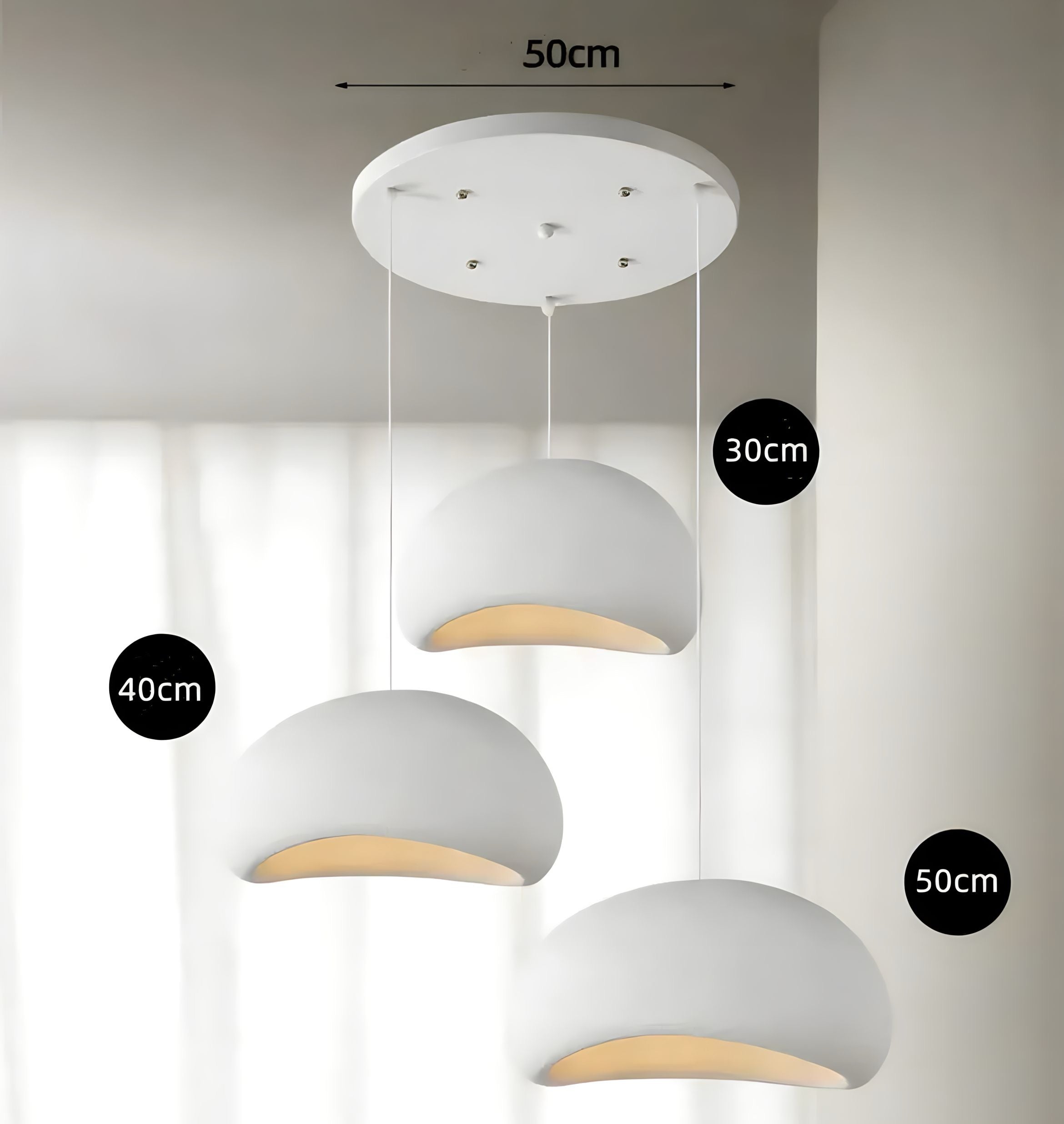 Wabi-Sabi Dome Pendant Light – Textured Resin Hanging Lamp (30–80cm)