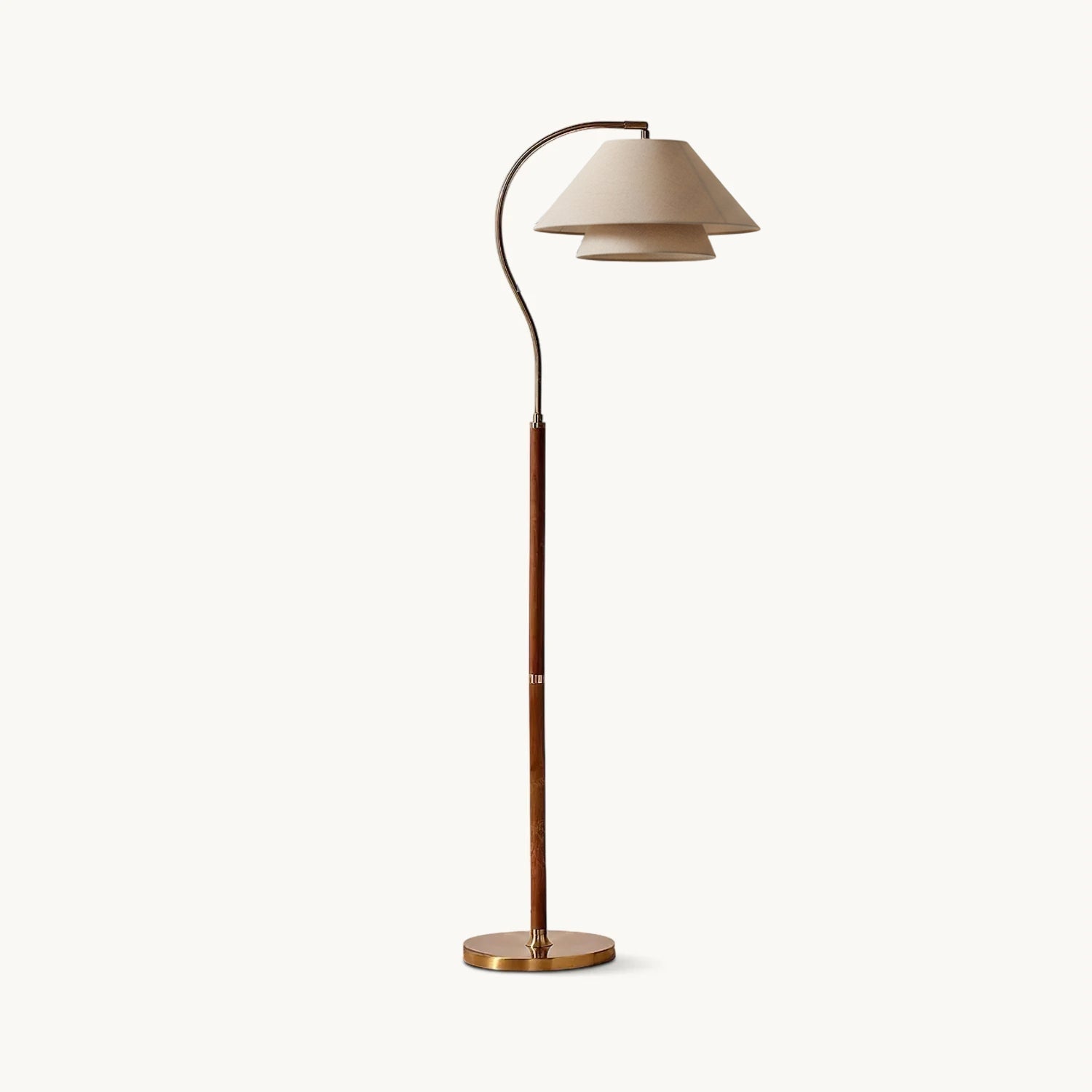 Arched Wood Floor Lamp with Layered Fabric Shade
