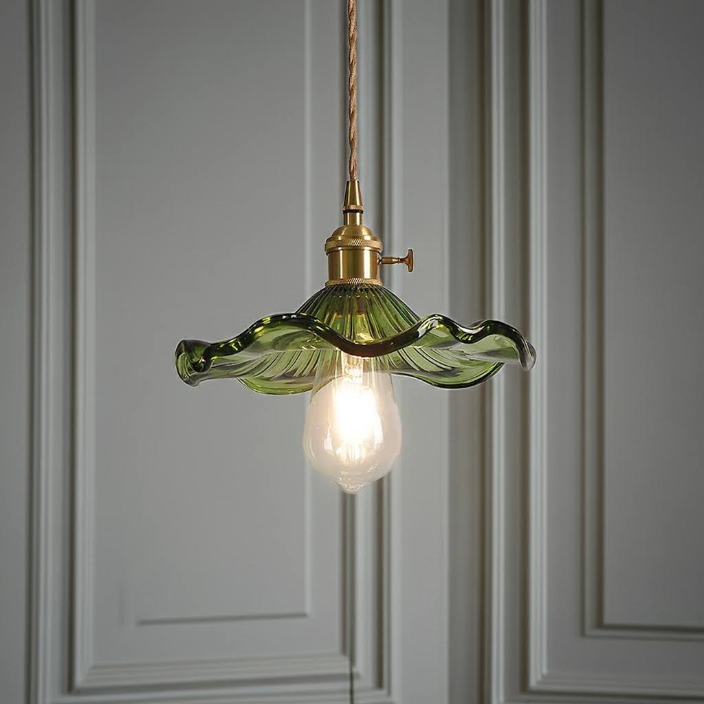 Hibiscus Glass Pendant Light – Floral Ceiling Lamp for Dining Room