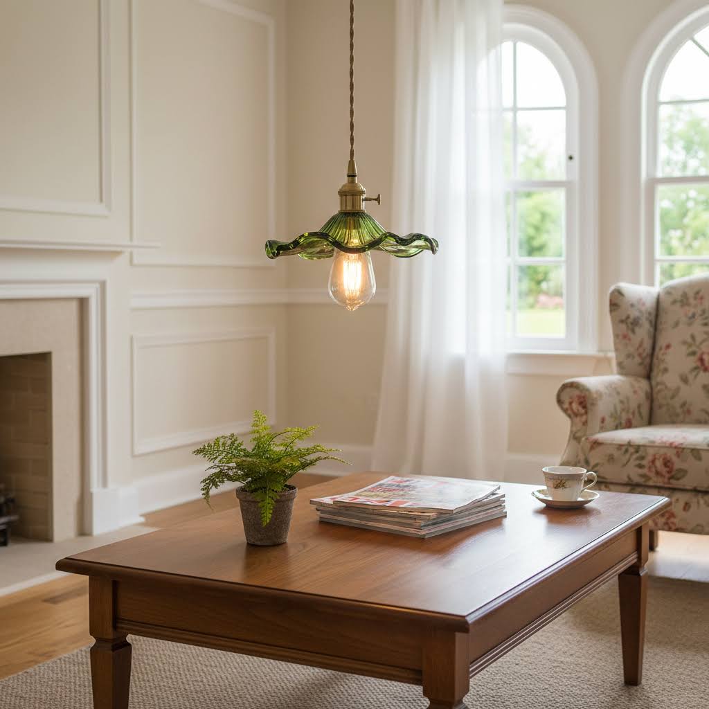 Hibiscus Glass Pendant Light – Floral Ceiling Lamp for Dining Room