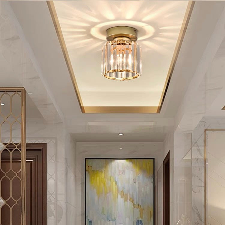 Modern Crystal Flush Mount Ceiling Light – Square Hallway Fixture