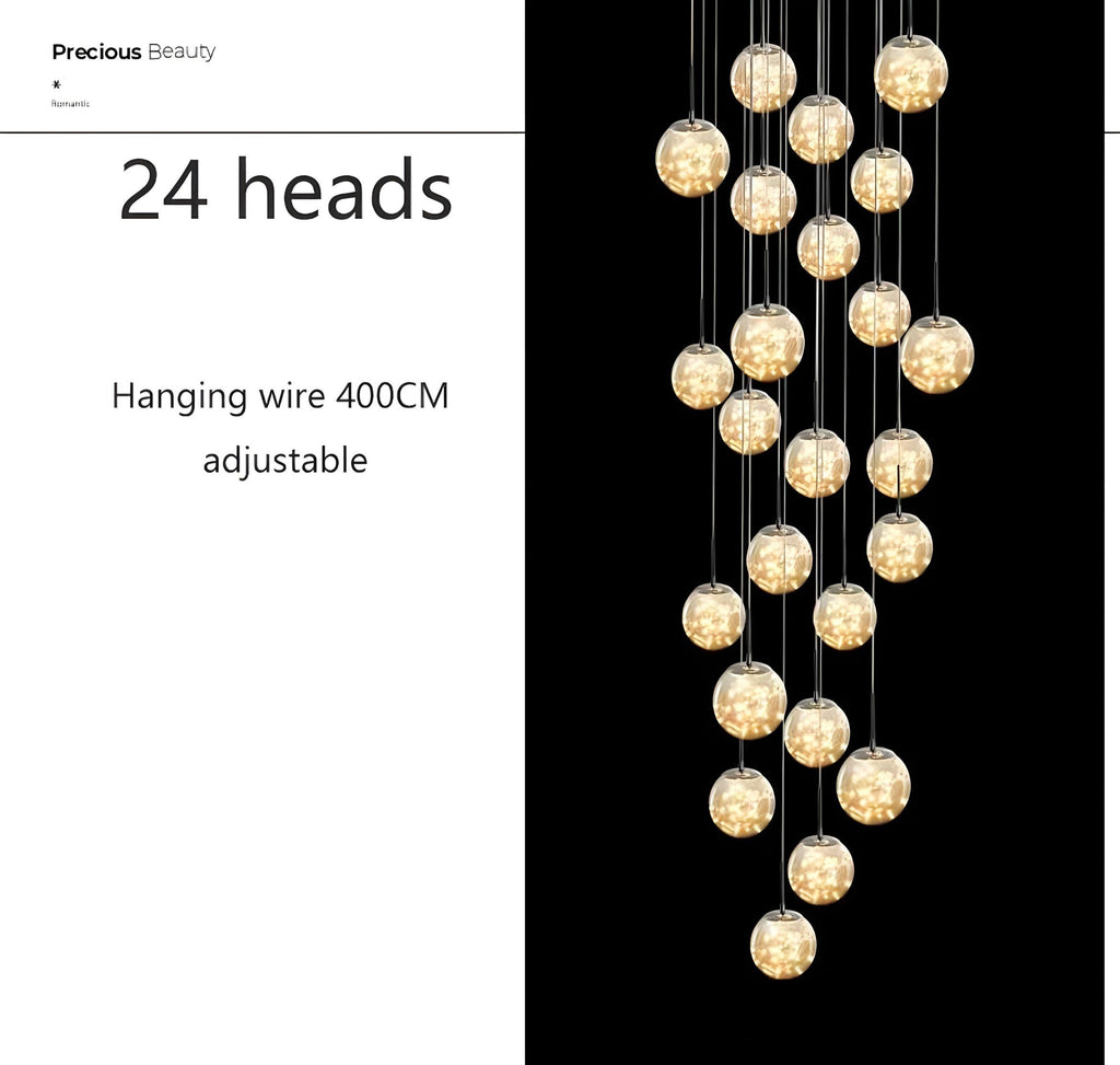 Modern Glass Cluster Chandelier – Staircase Multi-Pendant Light (8–30 Heads)