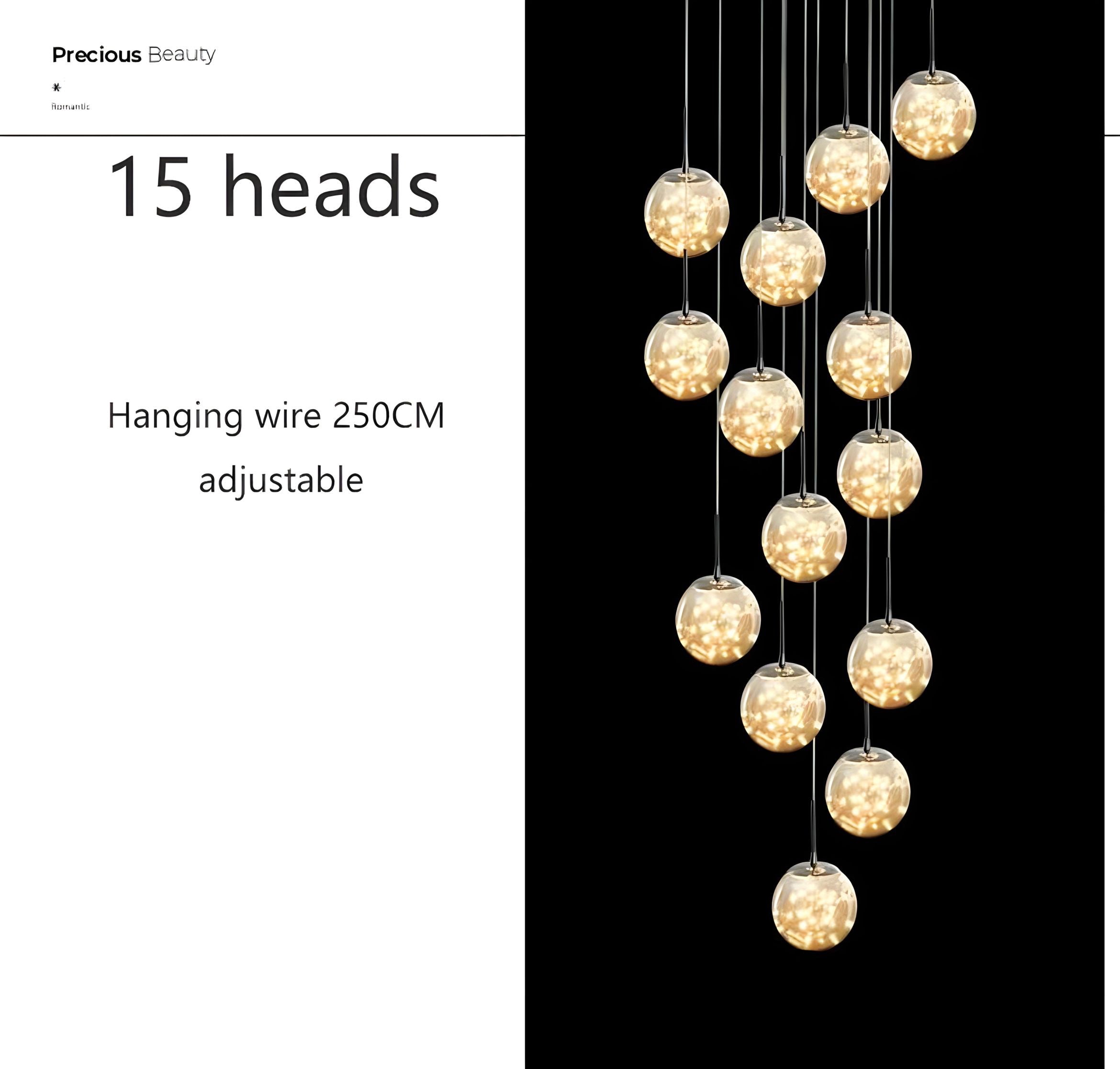 Modern Glass Cluster Chandelier – Staircase Multi-Pendant Light (8–30 Heads)
