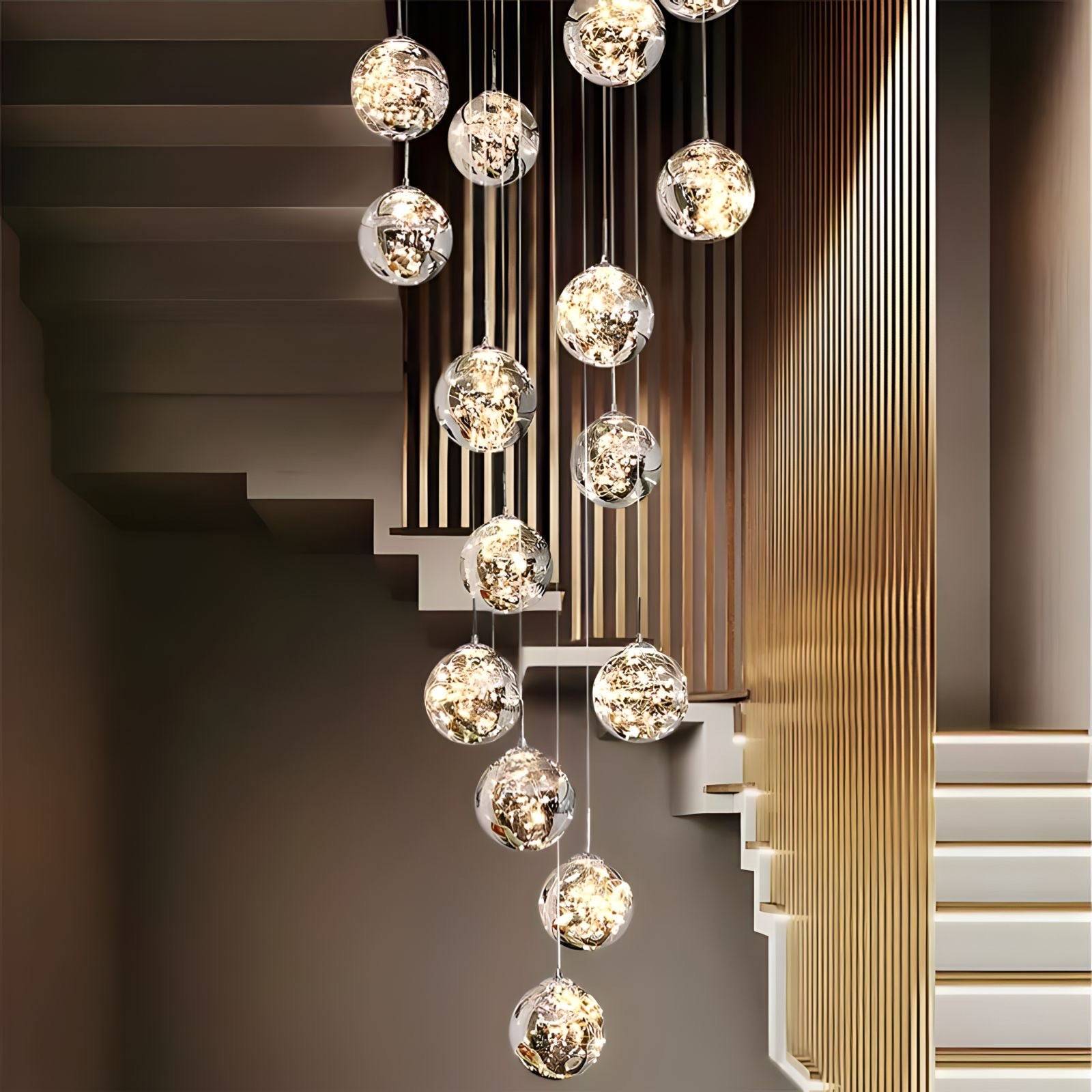 Modern Glass Cluster Chandelier – Staircase Multi-Pendant Light (8–30 Heads)