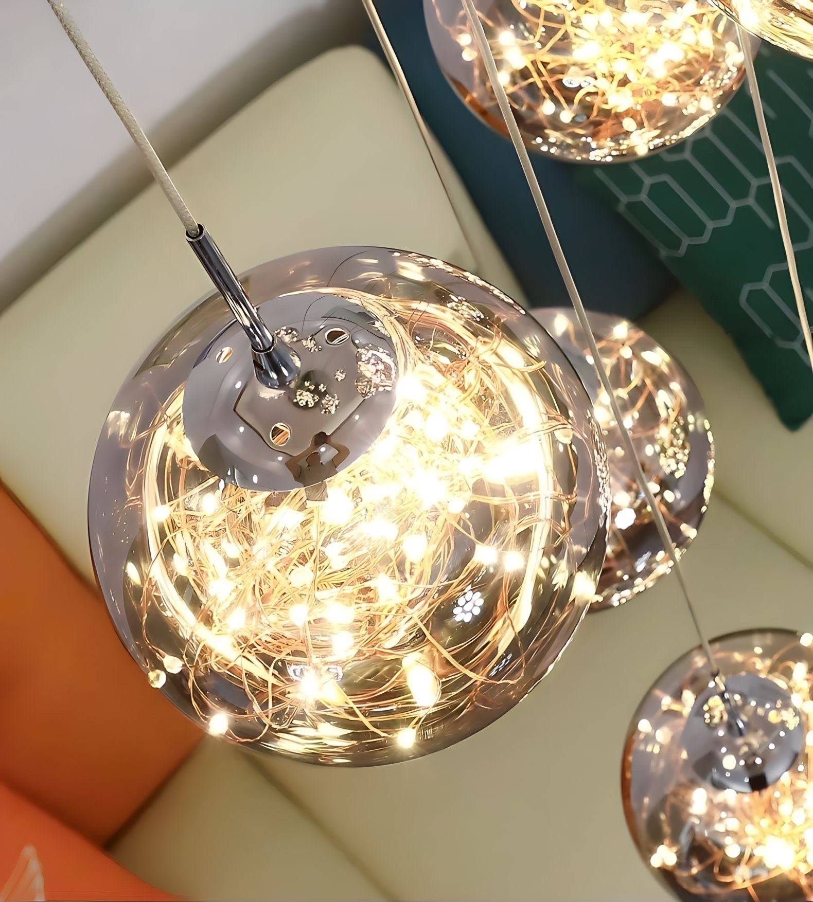 Modern Glass Cluster Chandelier – Staircase Multi-Pendant Light (8–30 Heads)