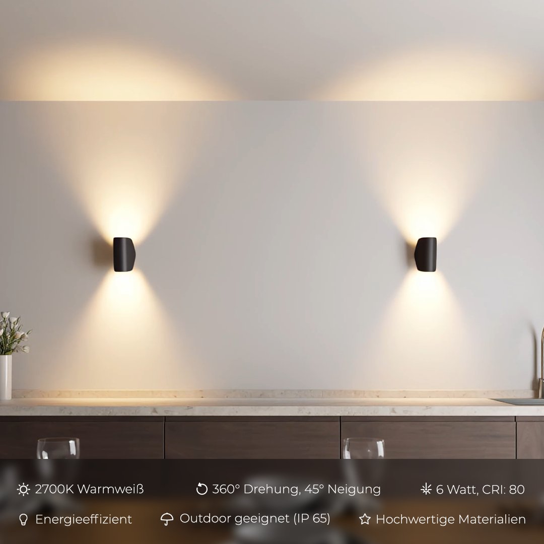 Modern Up & Down Wall Light in Black – Minimalist Dual-Beam Indoor Sconce
