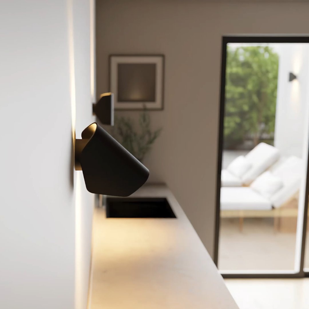 Modern Up & Down Wall Light in Black – Minimalist Dual-Beam Indoor Sconce