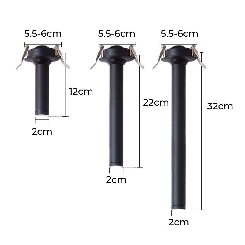 Adjustable Long Cylinder Recessed LED Spotlight in Aluminium