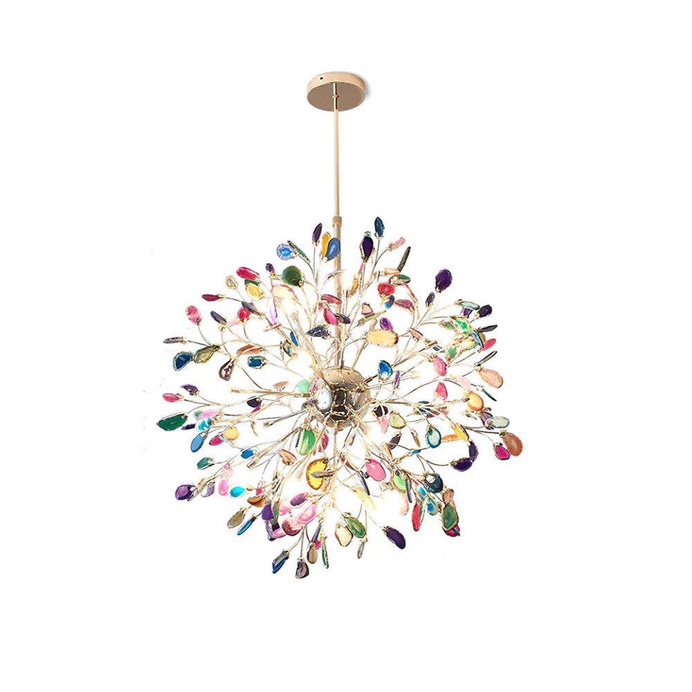 Multicolor Crystal Branch Chandelier in Gold Finish