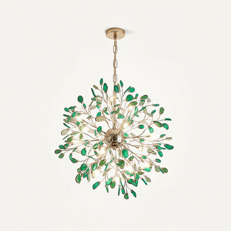Multicolor Crystal Branch Chandelier in Gold Finish