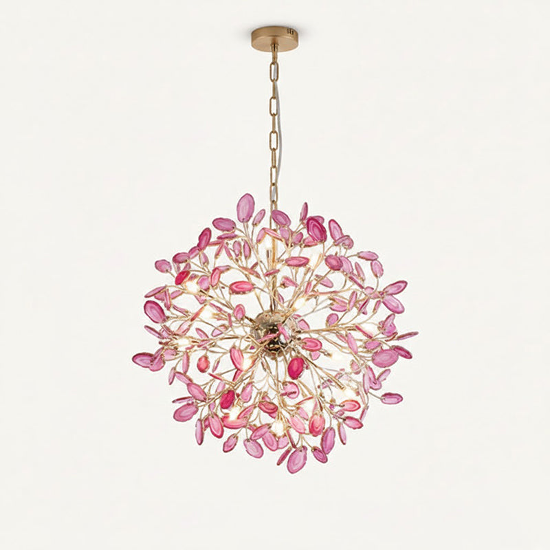 Multicolor Crystal Branch Chandelier in Gold Finish