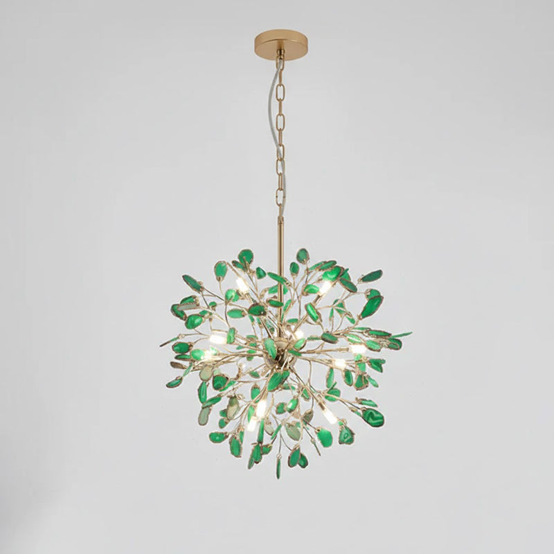 Multicolor Crystal Branch Chandelier in Gold Finish