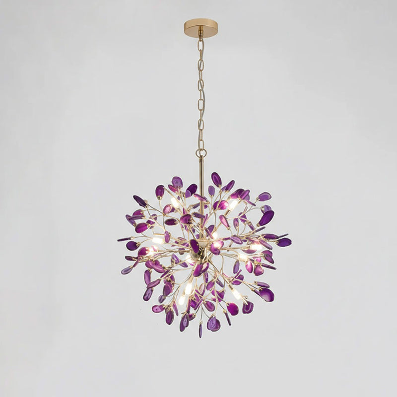 Multicolor Crystal Branch Chandelier in Gold Finish