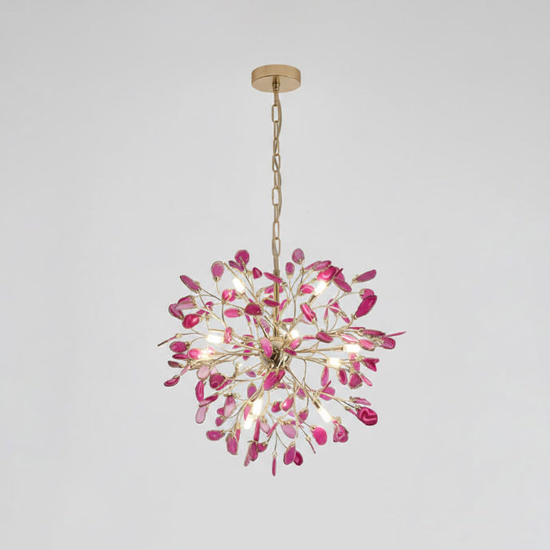 Multicolor Crystal Branch Chandelier in Gold Finish