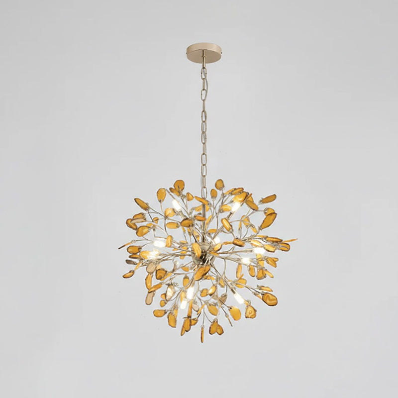 Multicolor Crystal Branch Chandelier in Gold Finish