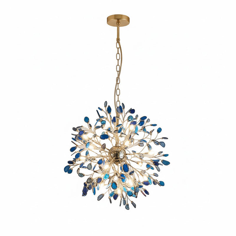 Multicolor Crystal Branch Chandelier in Gold Finish