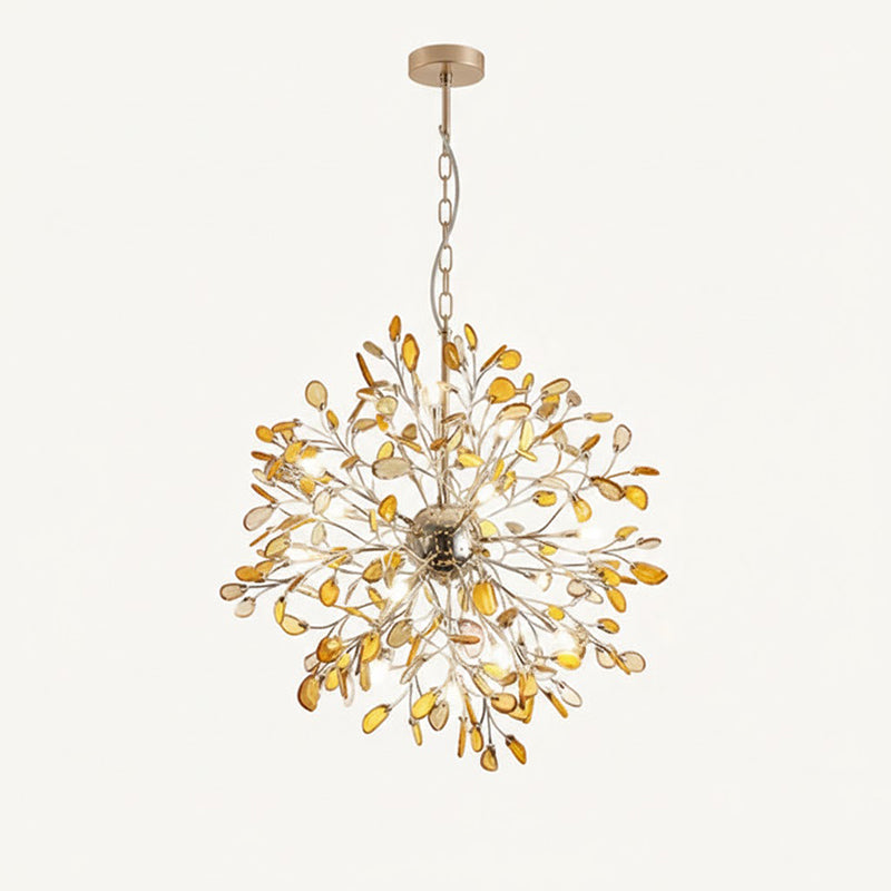 Multicolor Crystal Branch Chandelier in Gold Finish