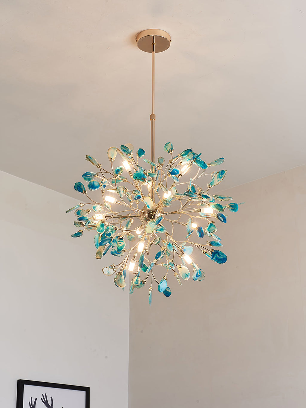 Multicolor Crystal Branch Chandelier in Gold Finish