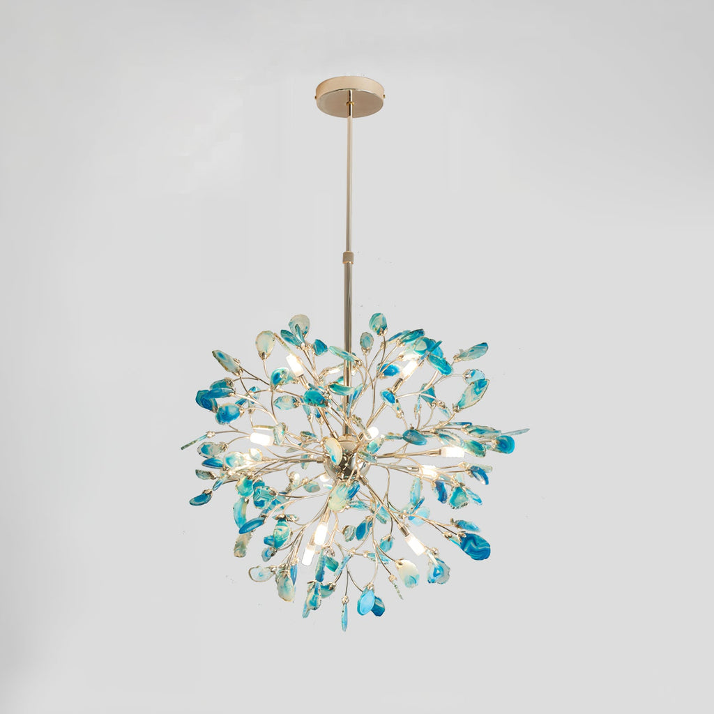 Multicolor Crystal Branch Chandelier in Gold Finish