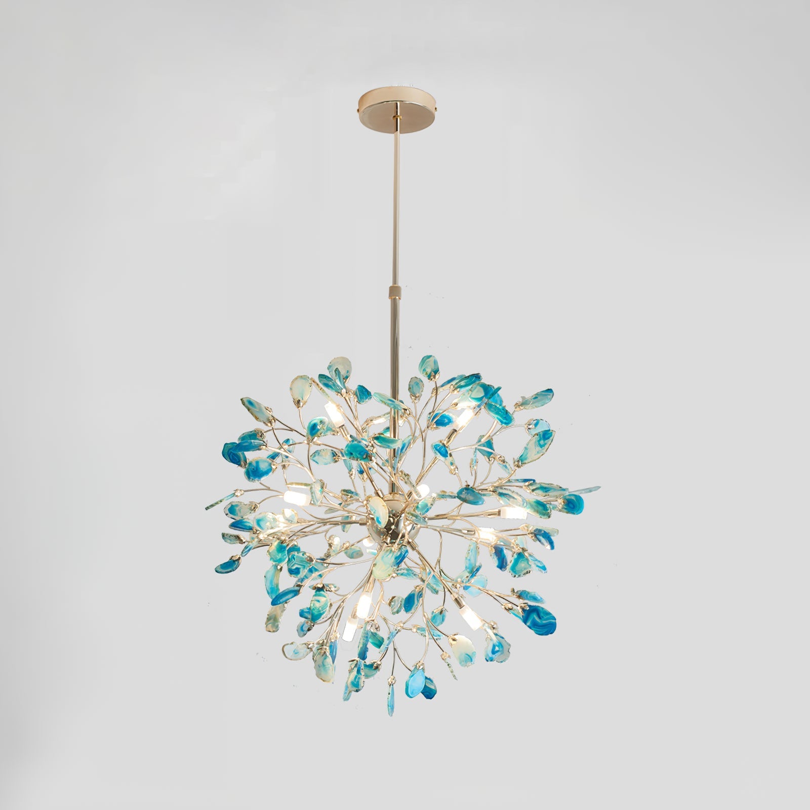 Multicolor Crystal Branch Chandelier in Gold Finish