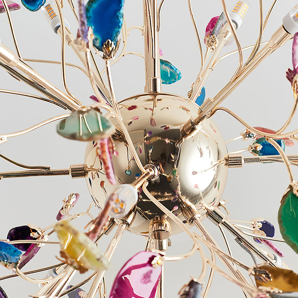 Multicolor Crystal Branch Chandelier in Gold Finish