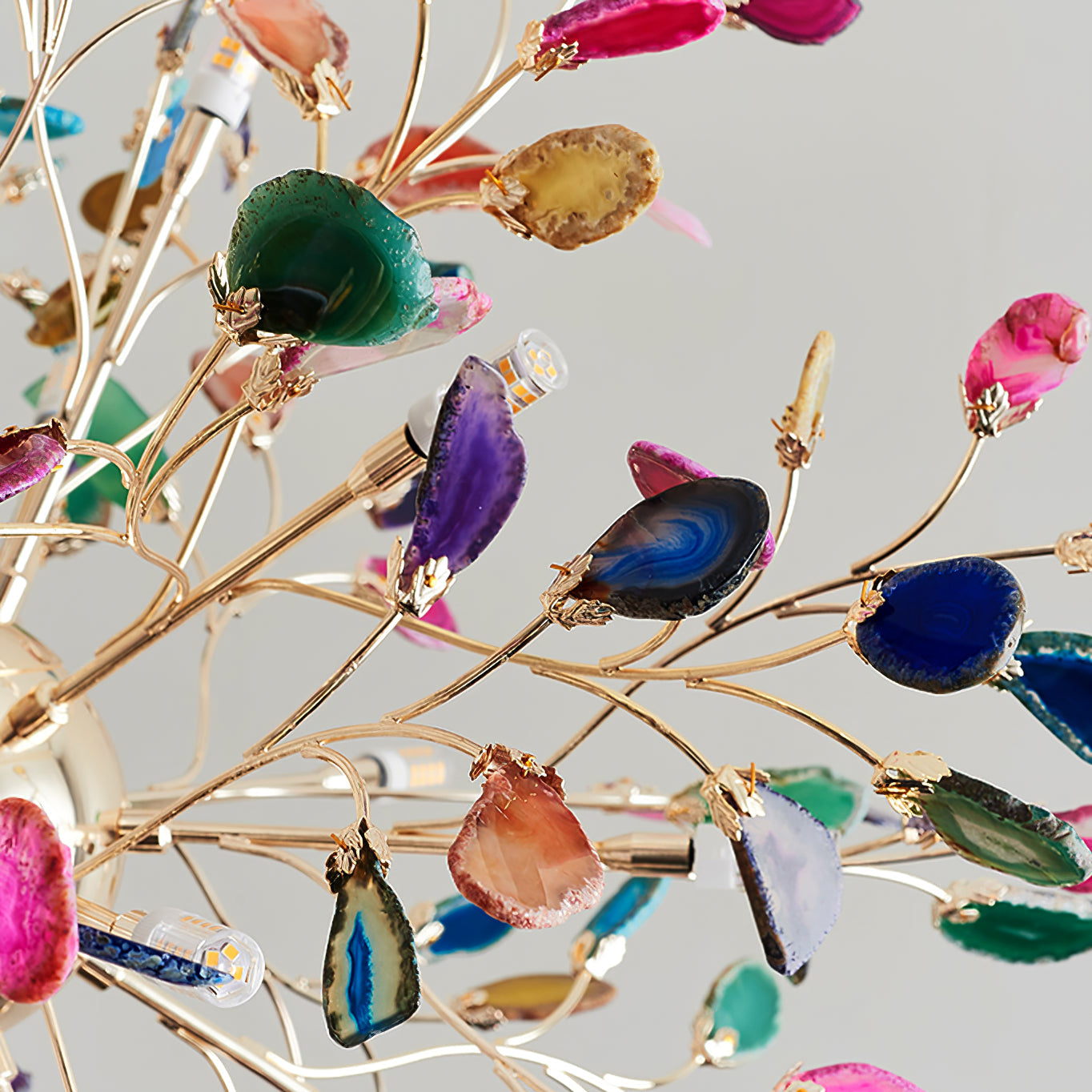 Multicolor Crystal Branch Chandelier in Gold Finish