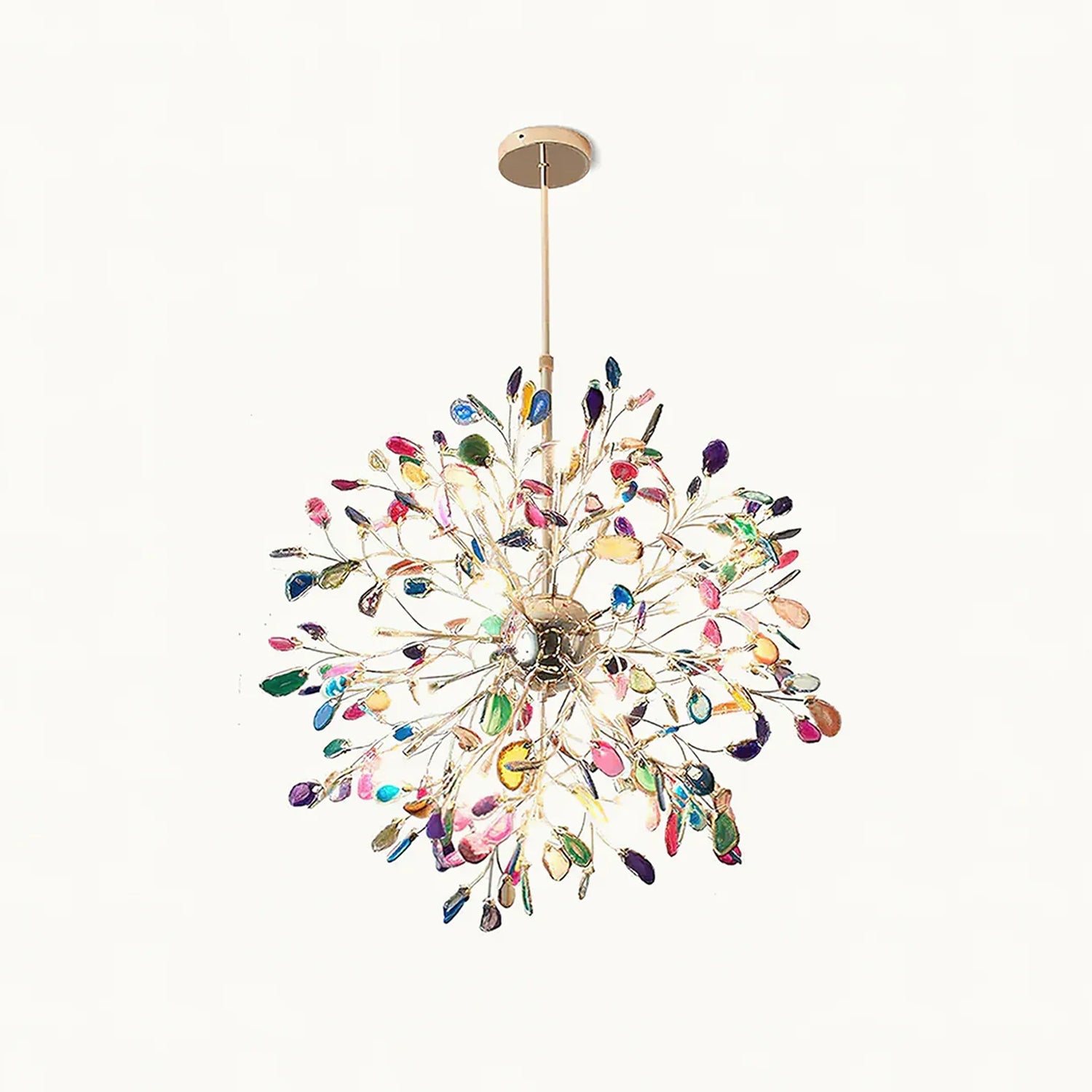 Multicolor Crystal Branch Chandelier in Gold Finish