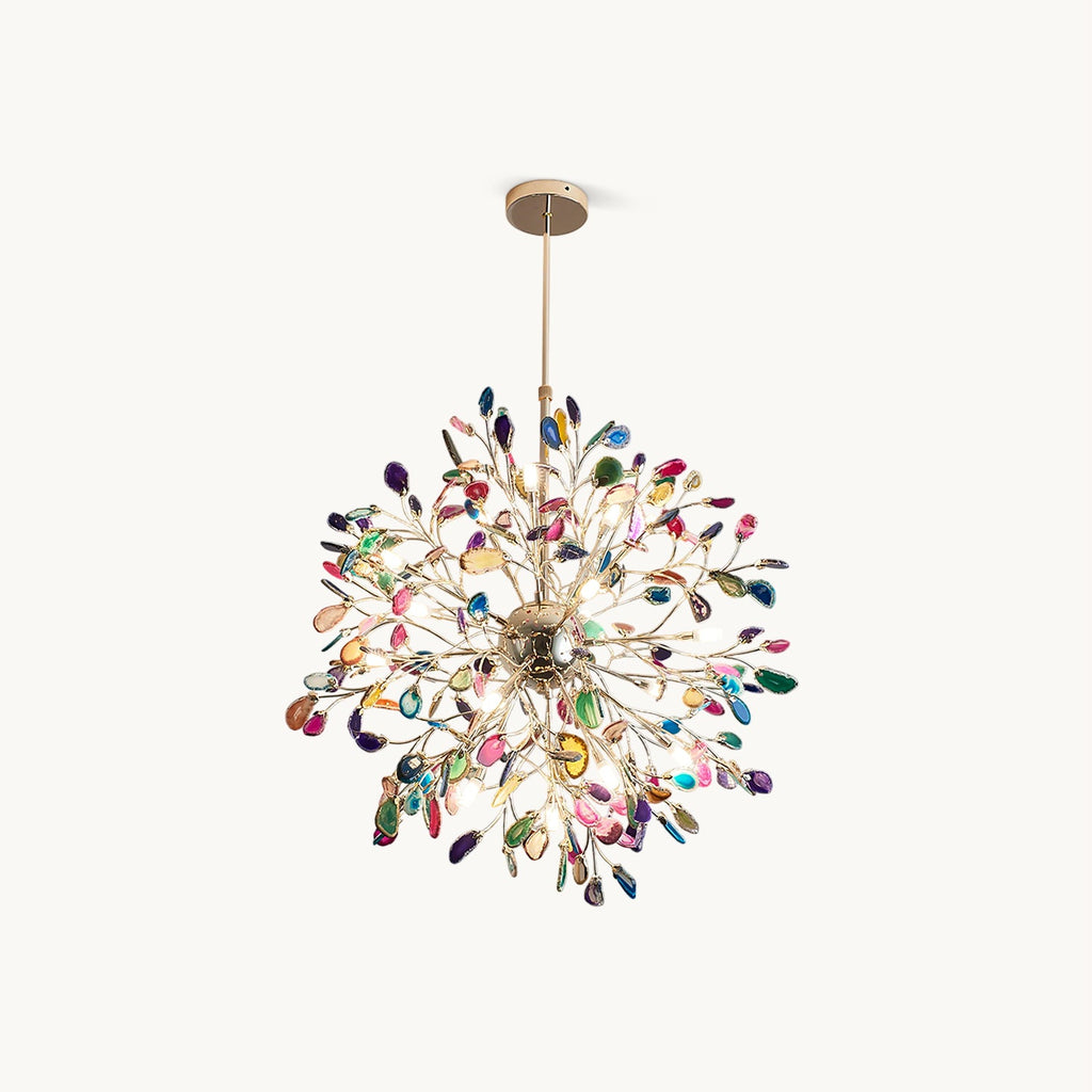 Multicolor Crystal Branch Chandelier in Gold Finish