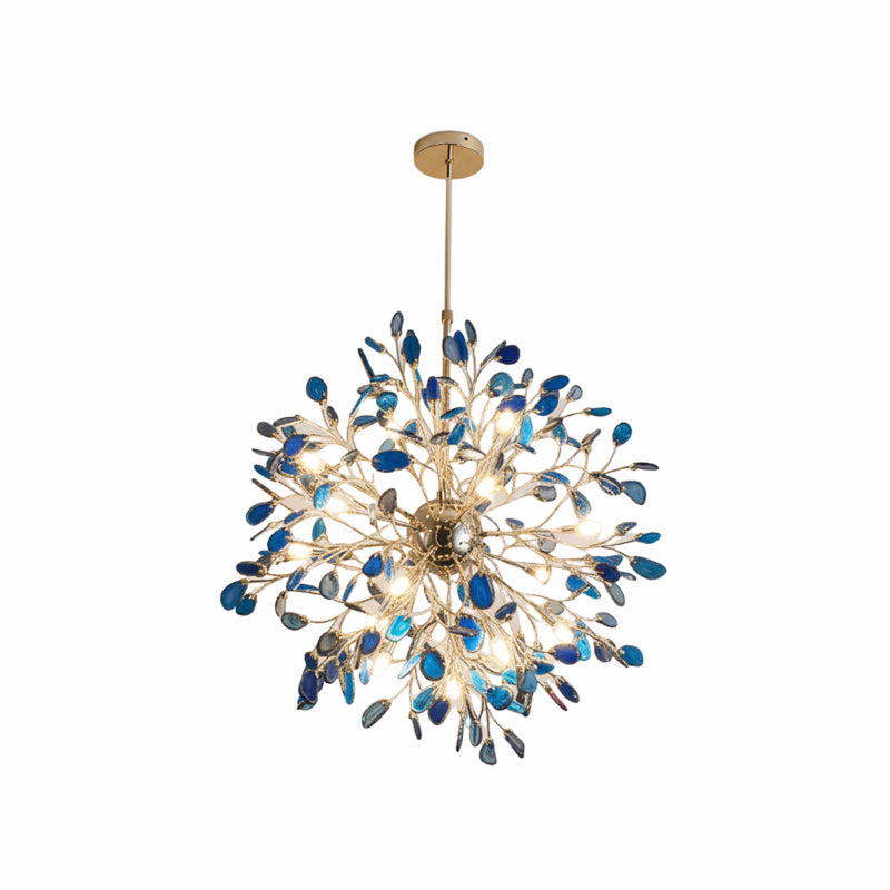 Multicolor Crystal Branch Chandelier in Gold Finish
