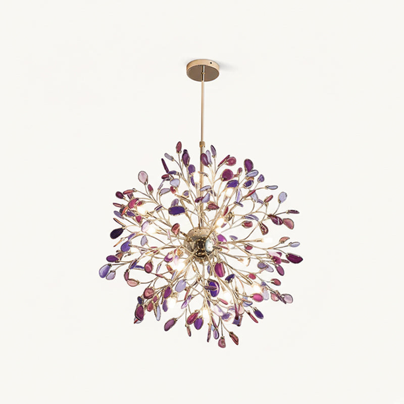 Multicolor Crystal Branch Chandelier in Gold Finish
