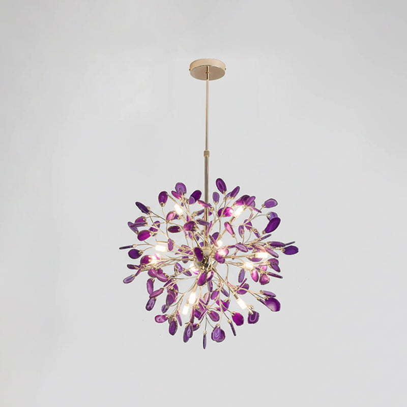 Multicolor Crystal Branch Chandelier in Gold Finish
