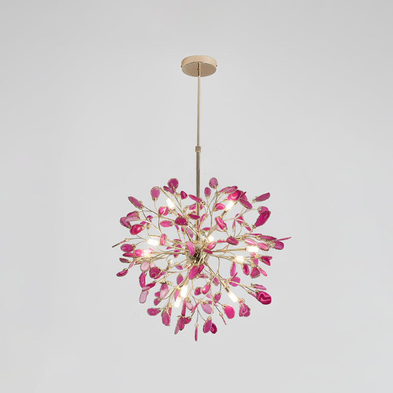 Multicolor Crystal Branch Chandelier in Gold Finish