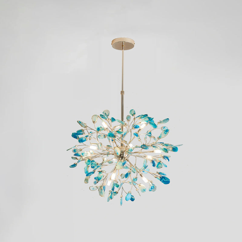 Multicolor Crystal Branch Chandelier in Gold Finish
