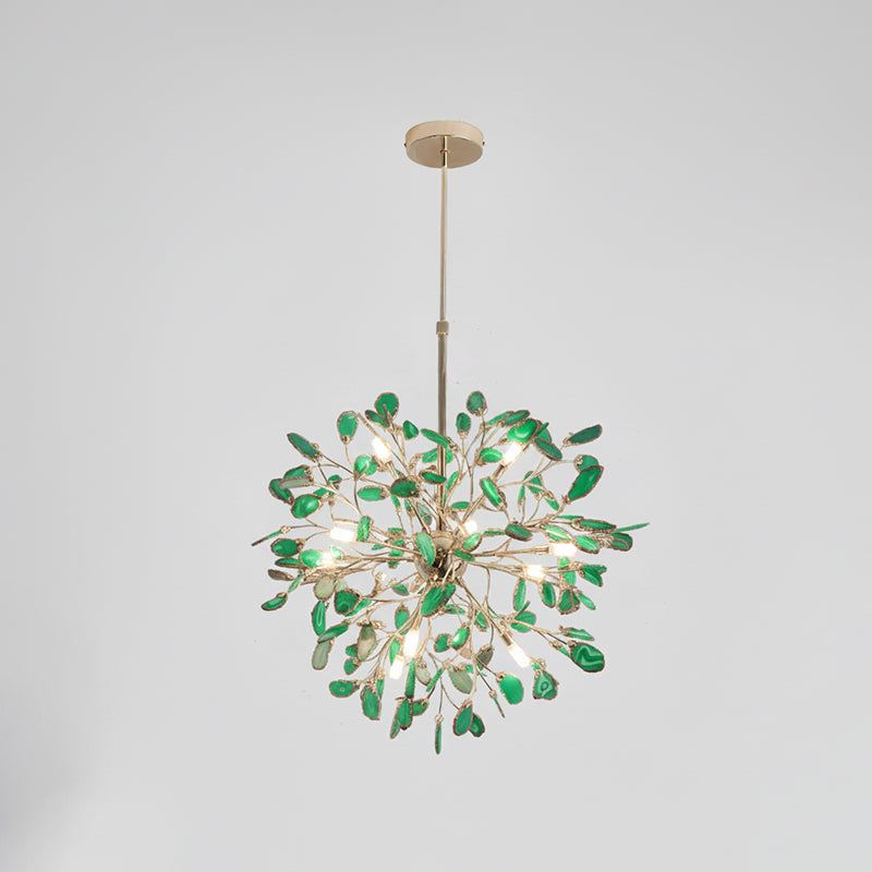 Multicolor Crystal Branch Chandelier in Gold Finish