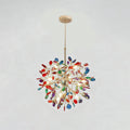 Multicolor Crystal Branch Chandelier in Gold Finish