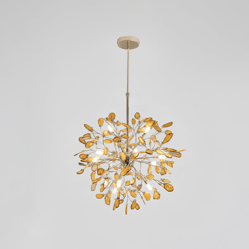 Multicolor Crystal Branch Chandelier in Gold Finish