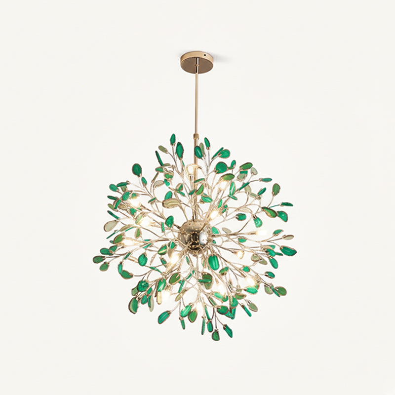 Multicolor Crystal Branch Chandelier in Gold Finish