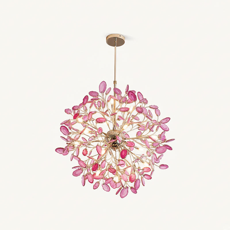 Multicolor Crystal Branch Chandelier in Gold Finish