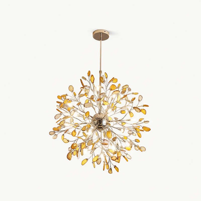 Multicolor Crystal Branch Chandelier in Gold Finish