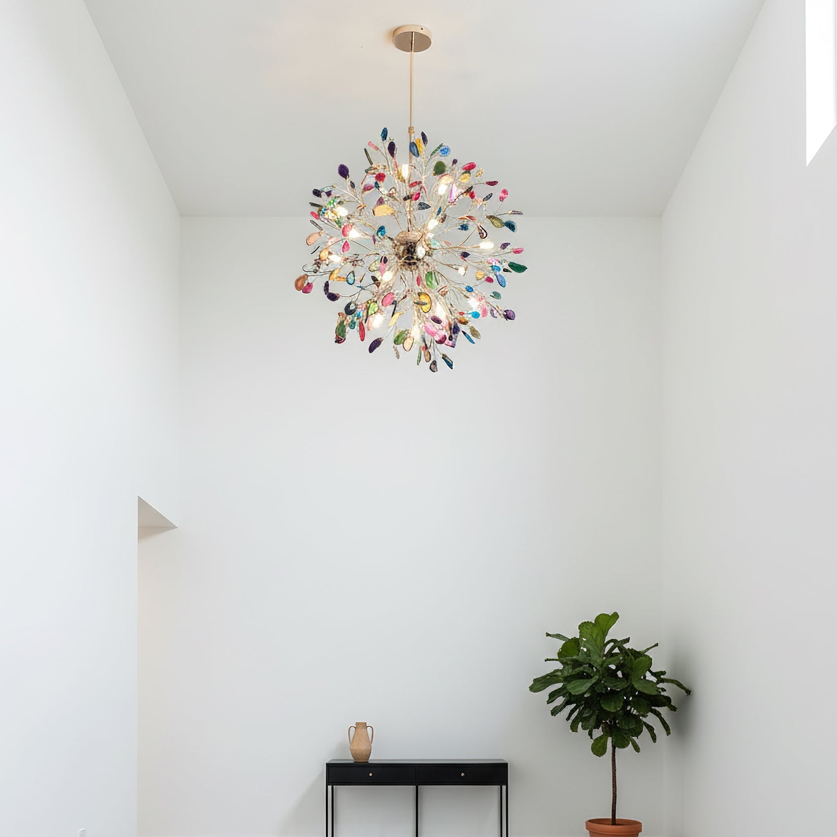 Multicolor Crystal Branch Chandelier in Gold Finish