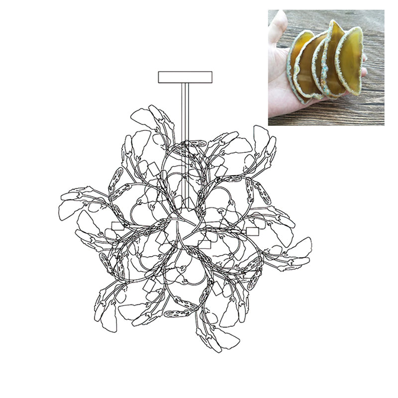 Multicolor Crystal Branch Chandelier in Gold Finish