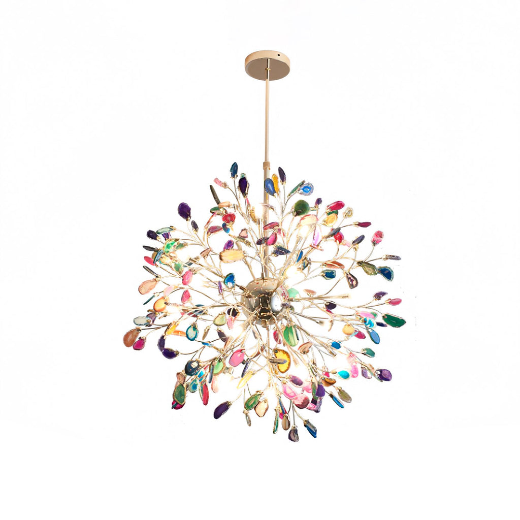 Multicolor Crystal Branch Chandelier in Gold Finish