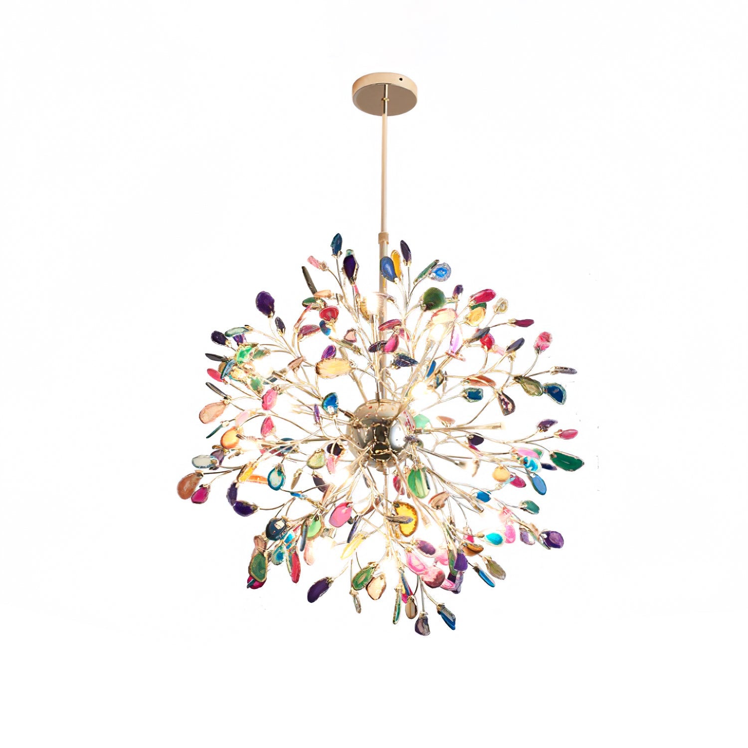 Multicolor Crystal Branch Chandelier in Gold Finish