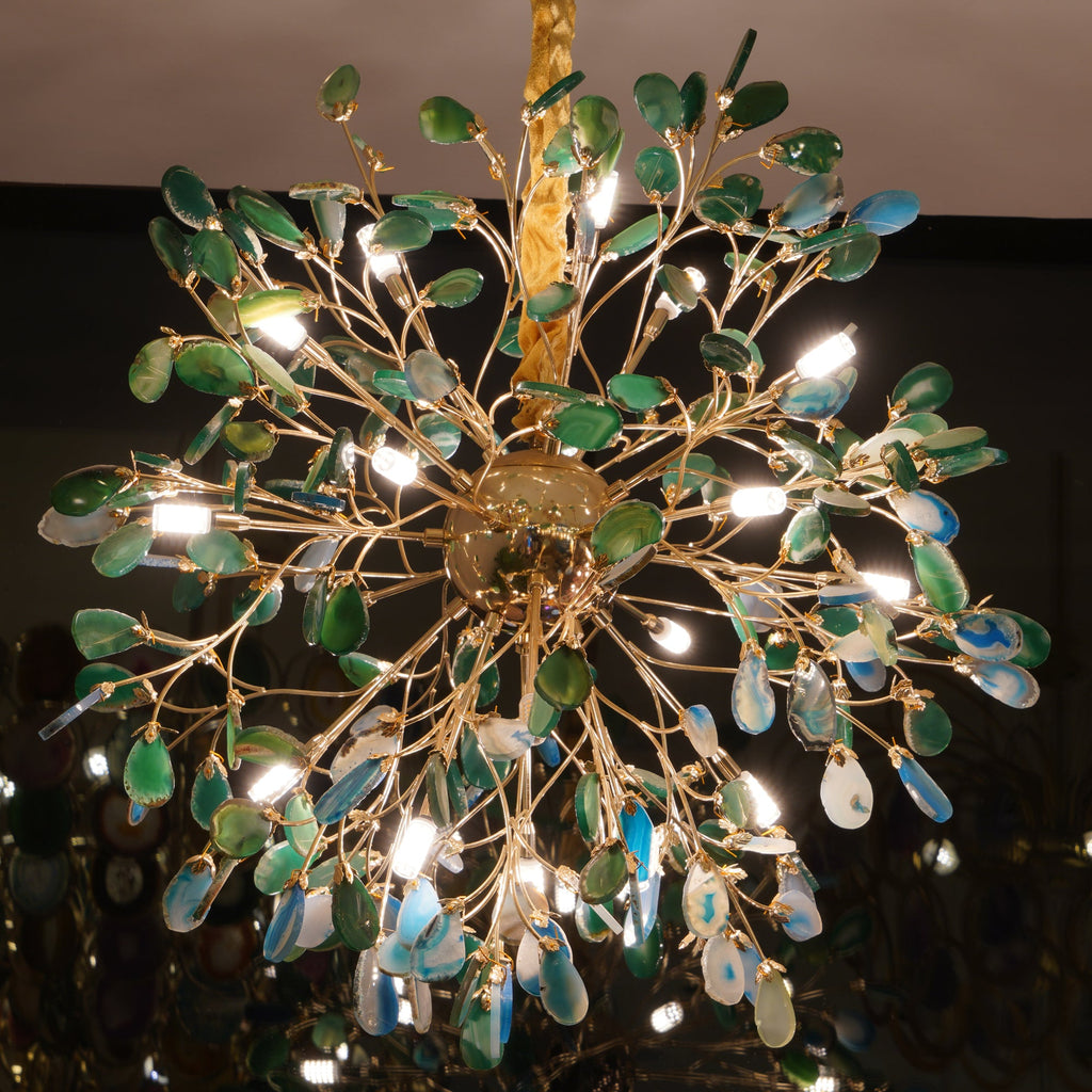 Multicolor Crystal Branch Chandelier in Gold Finish