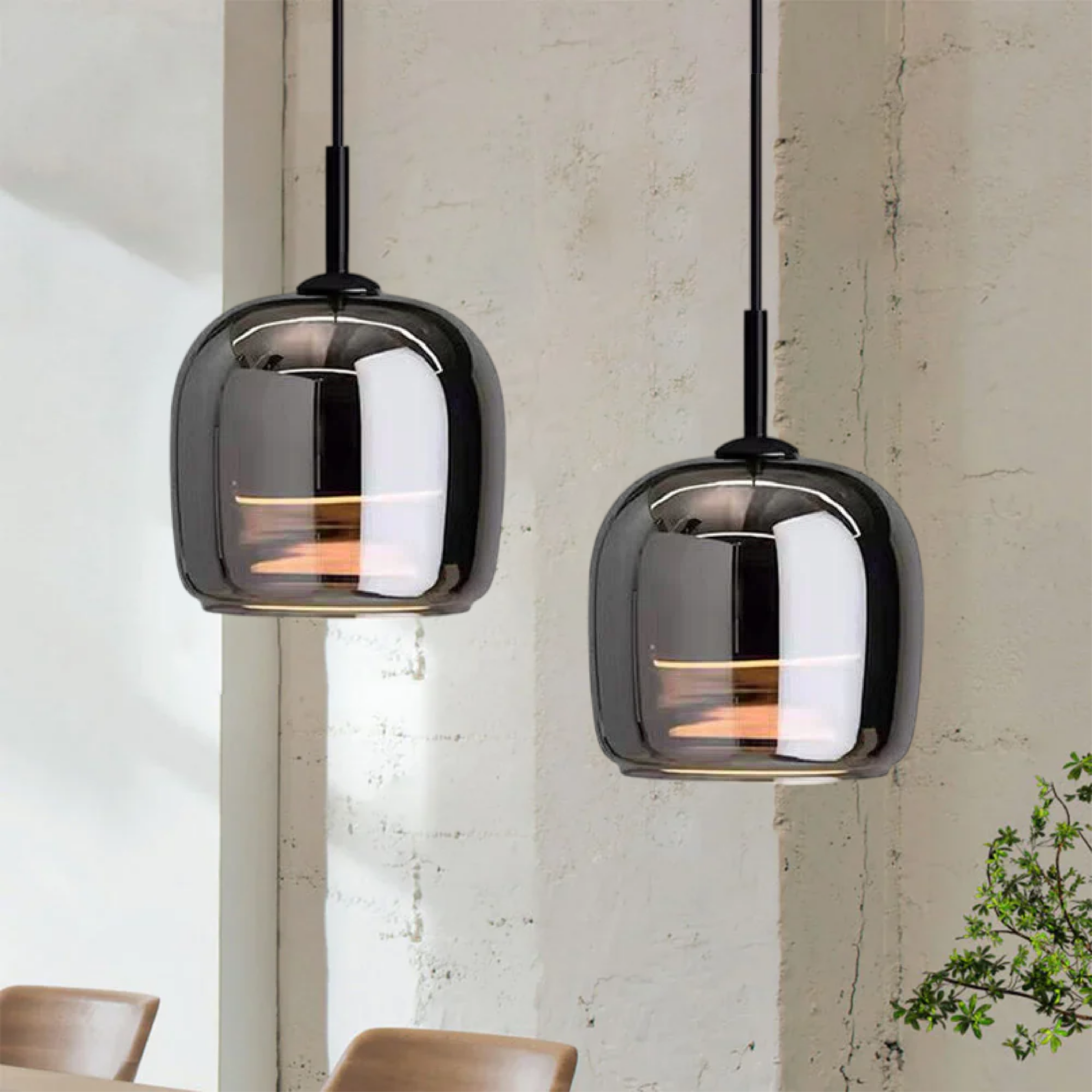 Smoked Glass Dome Pendant Light