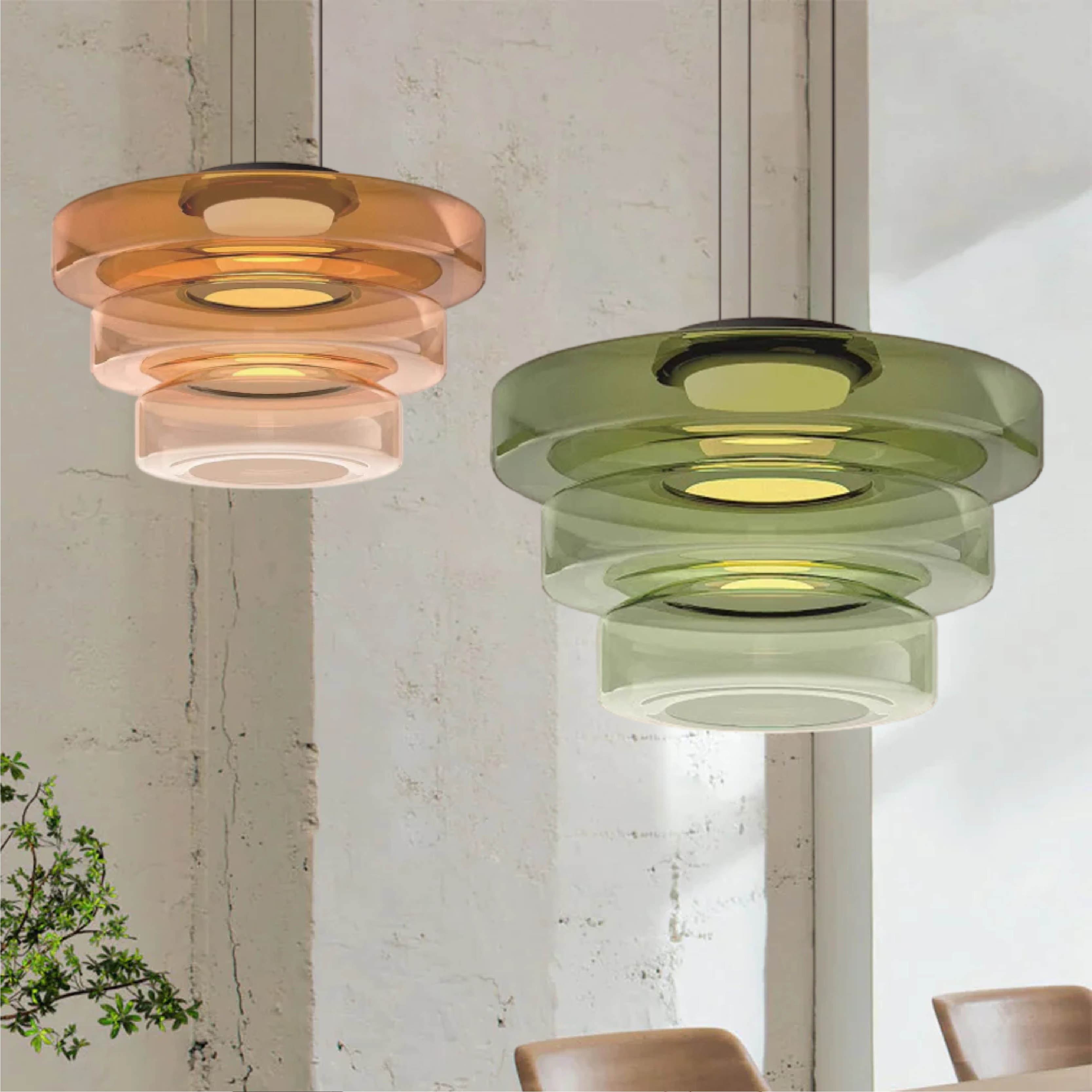 Bauhaus Tiered Glass Disc Pendant Light