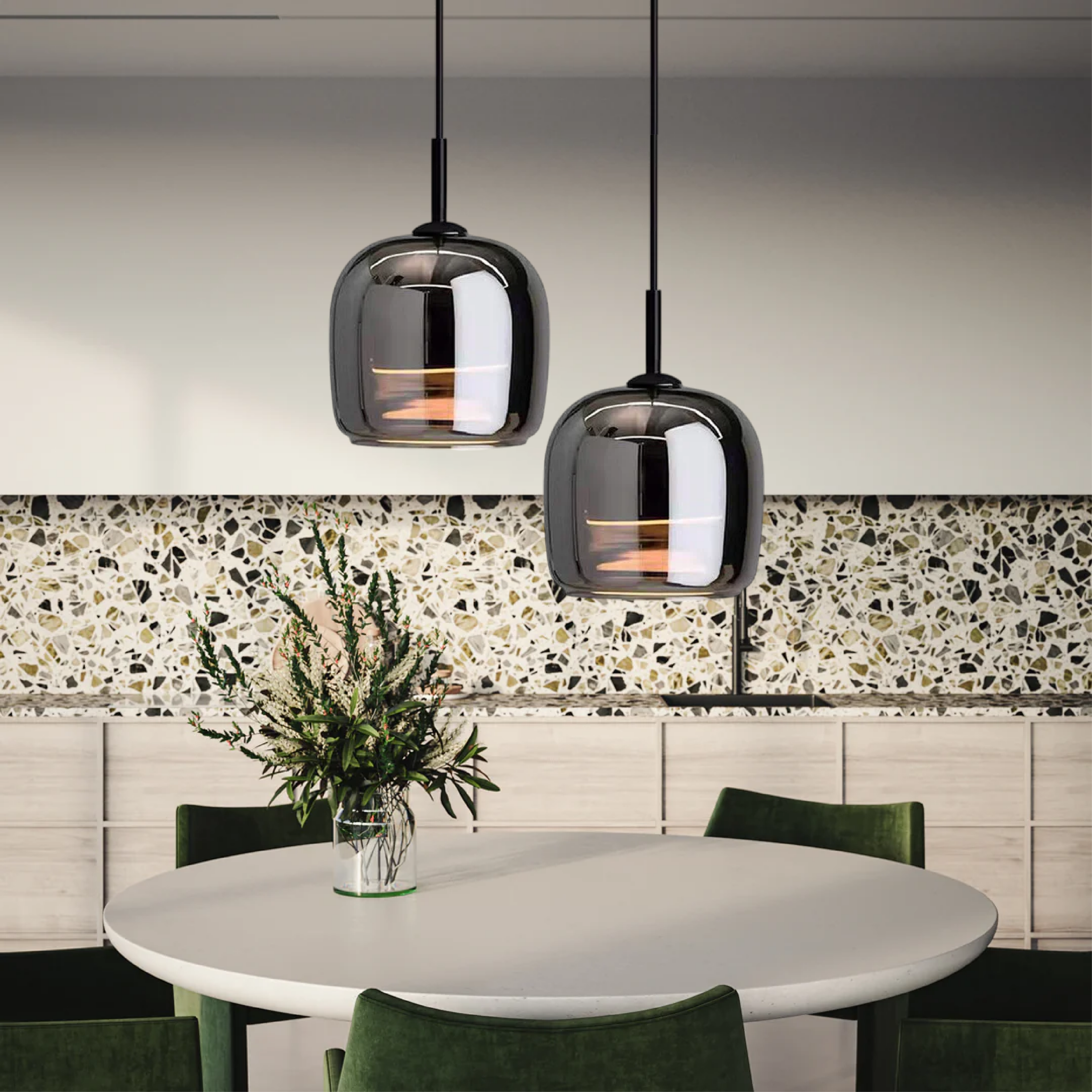 Smoked Glass Dome Pendant Light