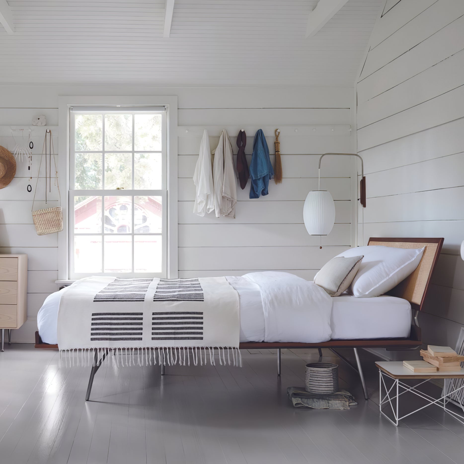 Mid-Century Plug-In Wall Light with Ribbed Shade and Wooden Backplate