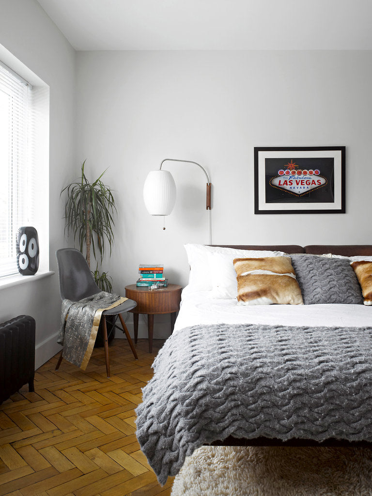 Mid-Century Plug-In Wall Light with Ribbed Shade and Wooden Backplate