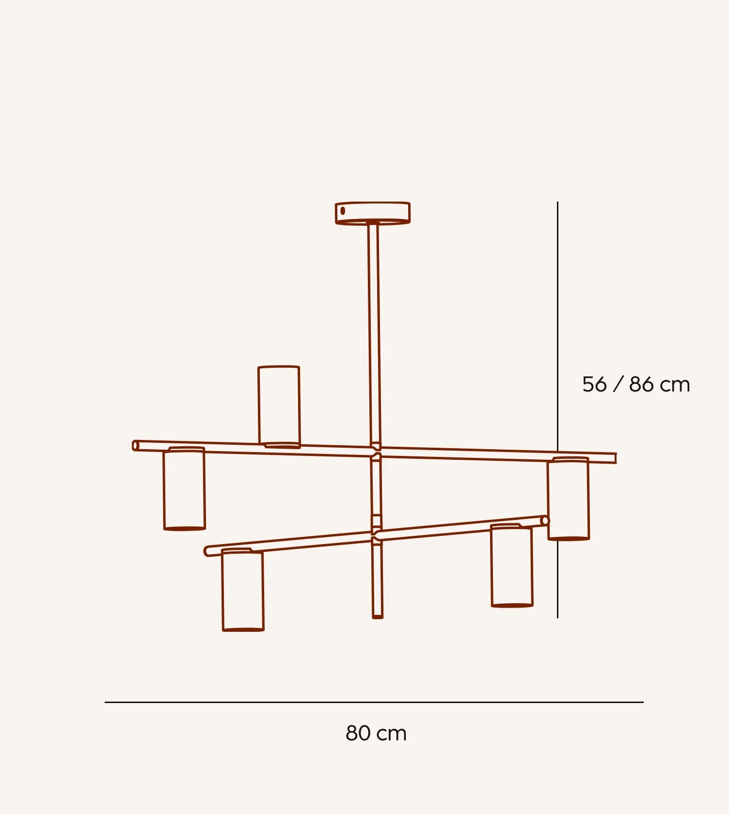Modern Linear Chandelier – 5 Light Geometric Ceiling Fixture